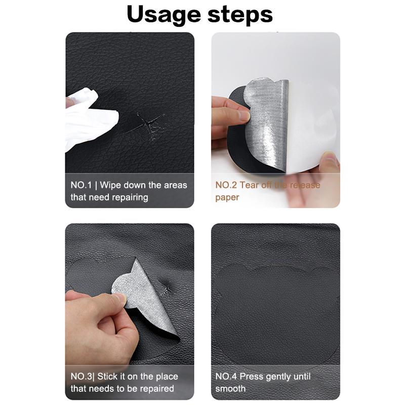 13Pcs/Set Self-Adhesive Leather Upholstery For Car Seat Sofa Chair Black Leather Repair Patch Refurbish Hole Artificial Stickers