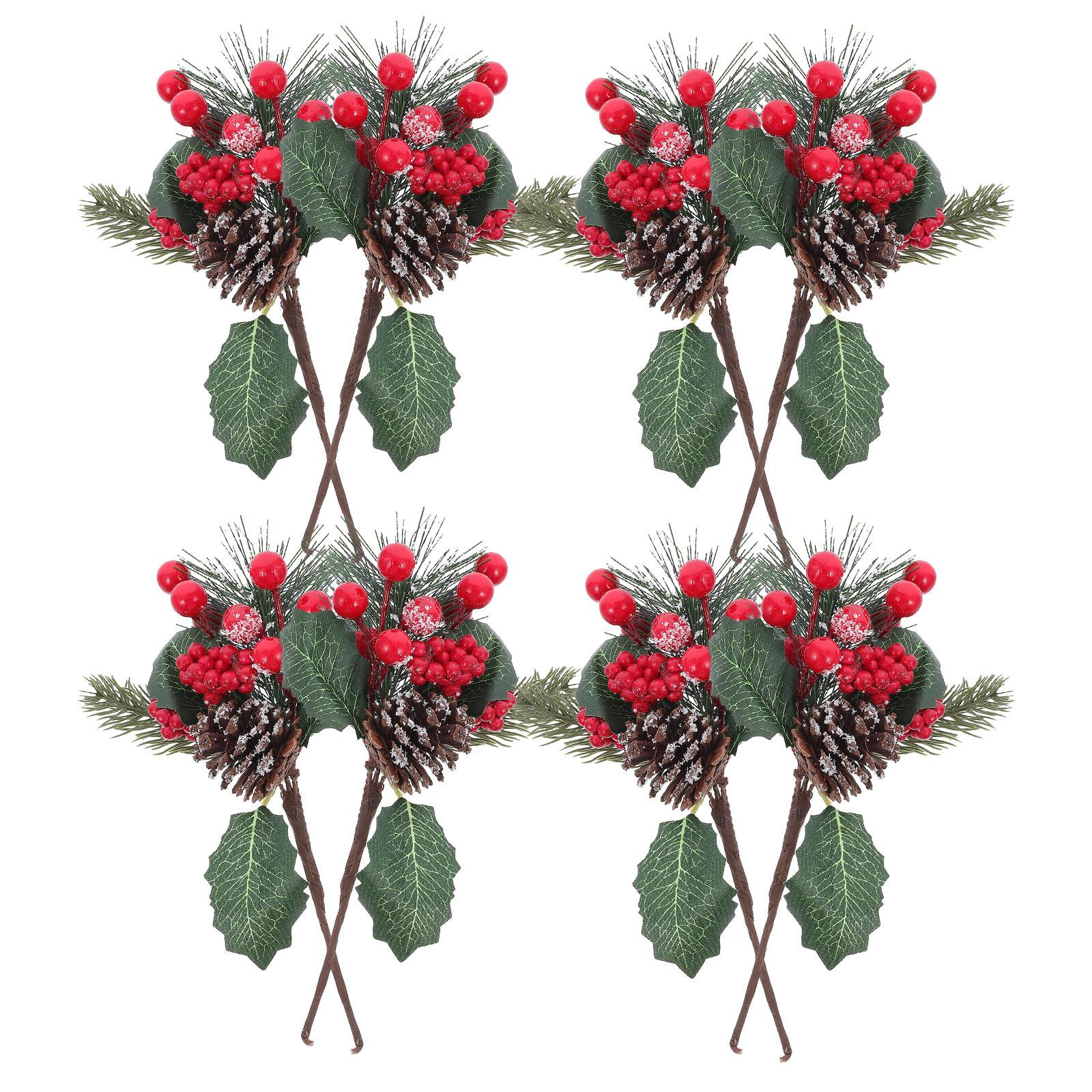 8Pcs Delicate Simulation Pine Cones Faux Pine Needles Christmas Tree Decor Safe Creative Christmas Tree Cuttings other