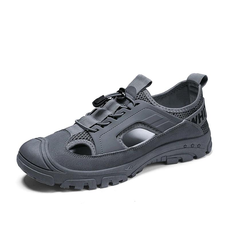 Summer Platform Sandals Men S Shoes Casual Comfortable Beach Shoes Mesh Bag Toe Sandals Breathable Hollow Shoes Trend Sandals 39