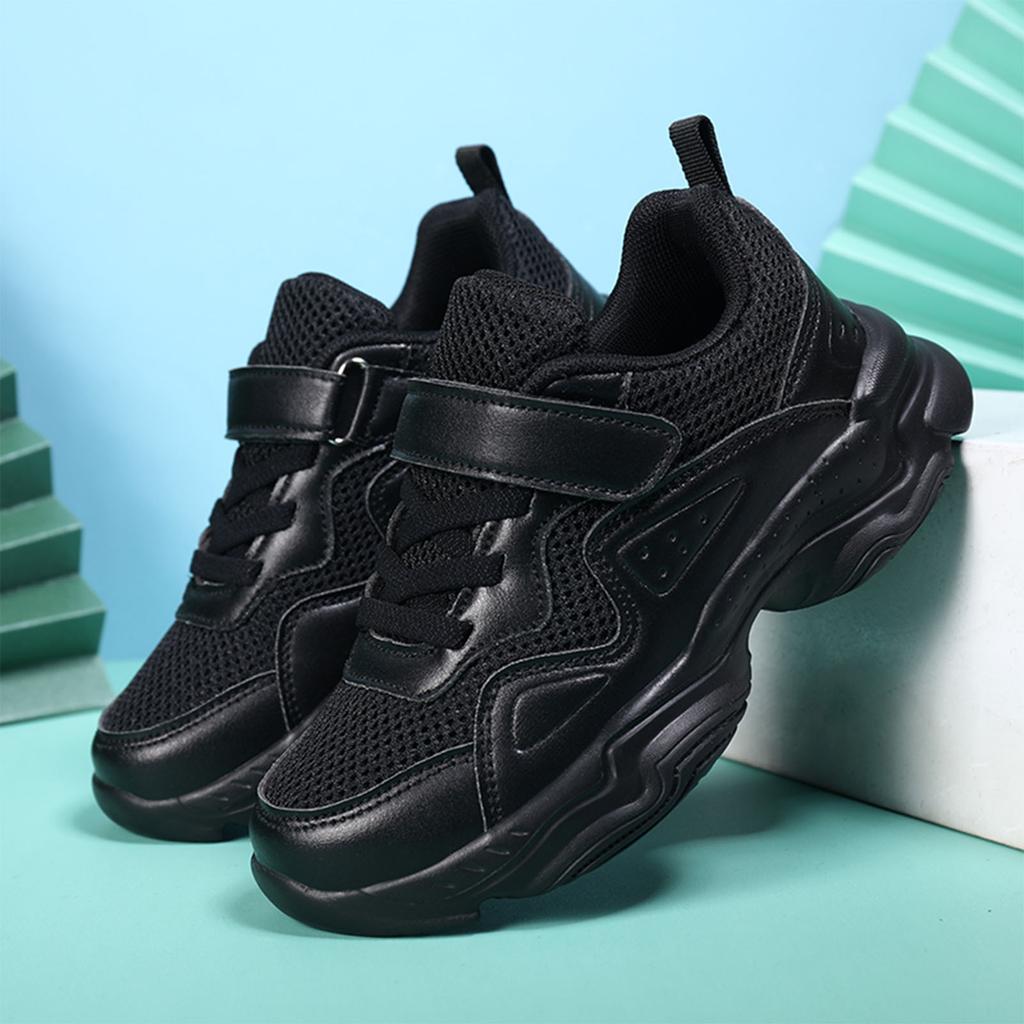 White Children's Leather Casual Shoes For Boy Girls Outdoor Running Sneakers Breathable Mesh Kids School Walking Sport Non-Slip