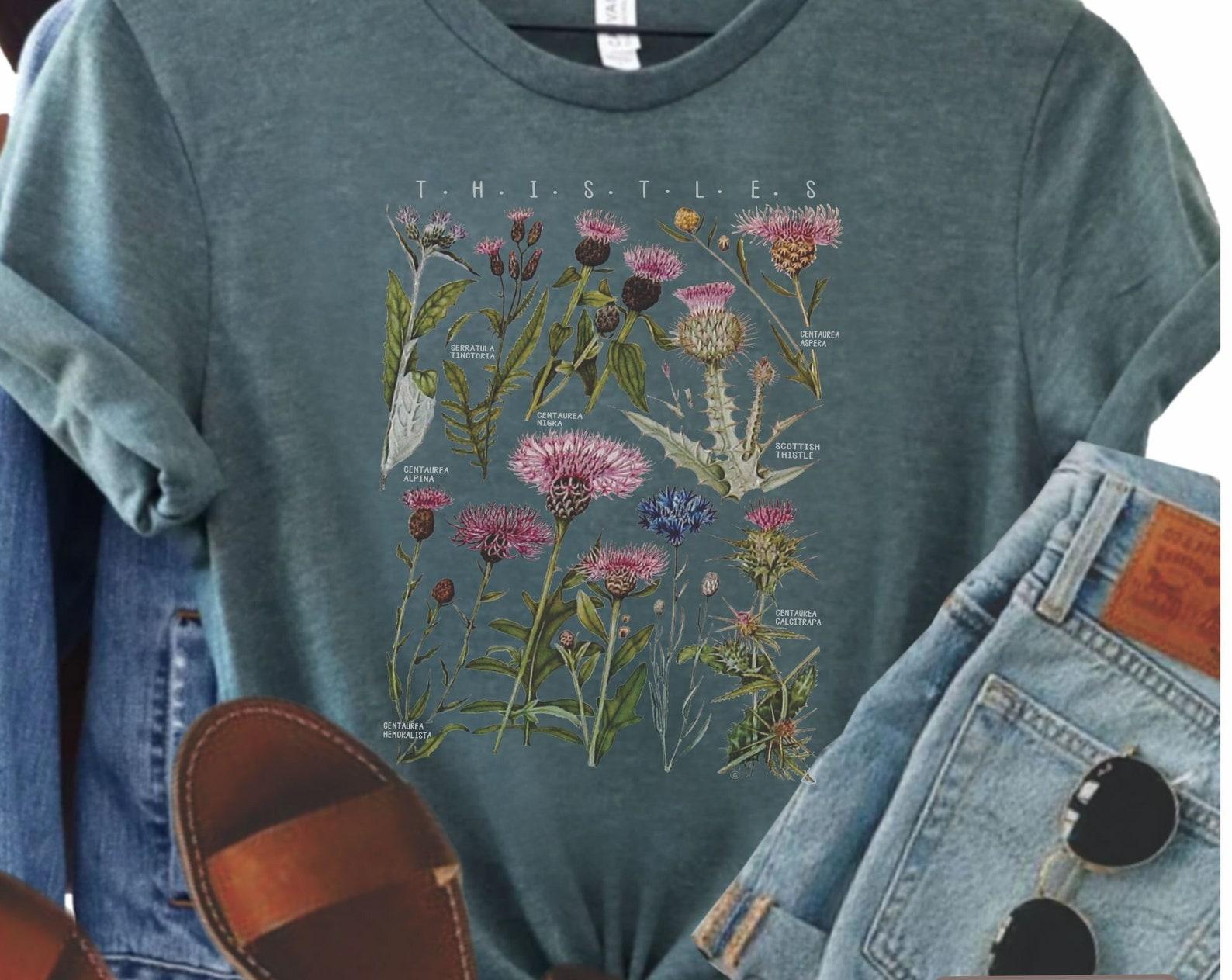 Thistles Botanical T-Shirt: Wildflower Garden Tee S