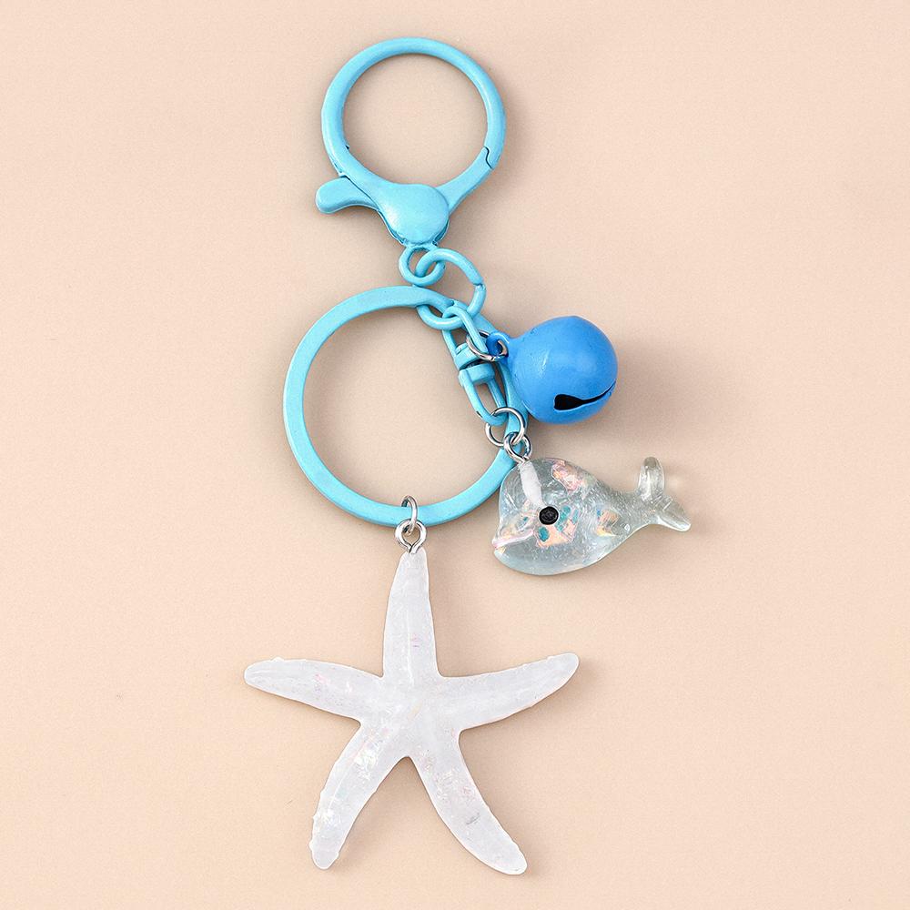 Cute Resin Starfish Gold Fish Keychain Women Girls Key Ring Pendants Handbag Decor DIY Kid's Jewelry Gifts
