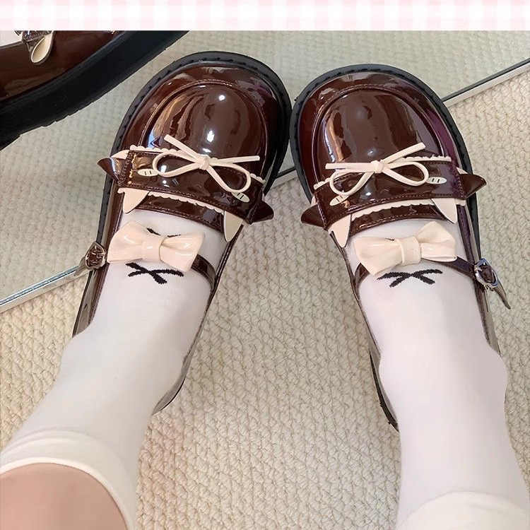 Fashion Women Sneakers Lolita Small Leather Shoes 2025 New Cute Girl Jk Uniform Flat-bottomed Japanese Student Mary Jane Single Shoes