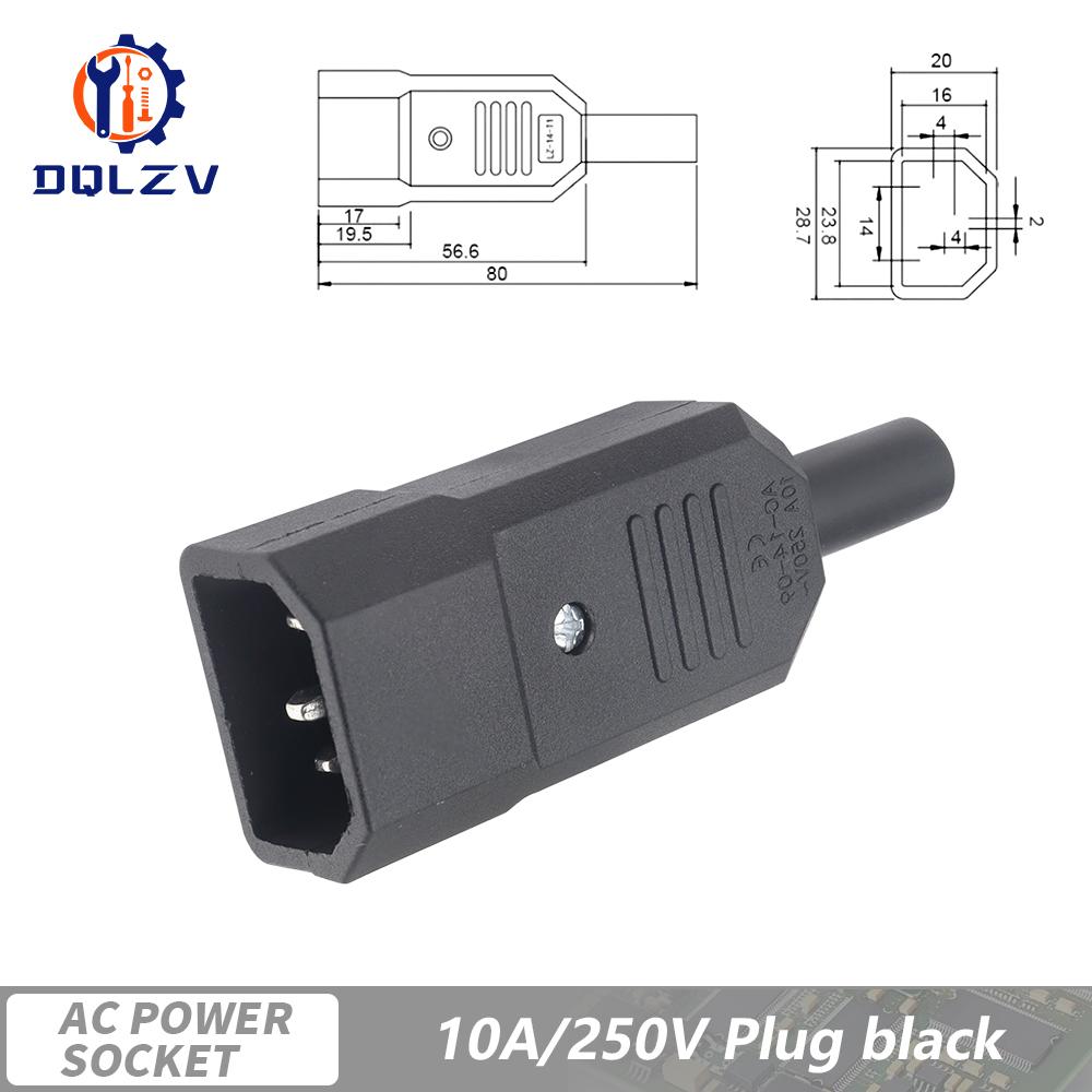 Inlet Plug Pin Connector 3 Pin IEC320 C14 Electrical Socket LED 250V Rocker Switch Brass 10A Fuse Computer Mount Accessories