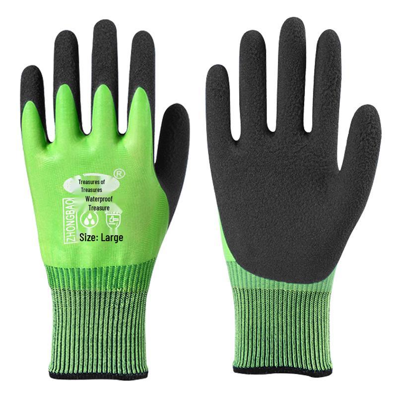 Waterproof Non-Slip Wear-Resistant Latex Work Gloves for Men - Odor-Proof & Ideal for Construction Sites