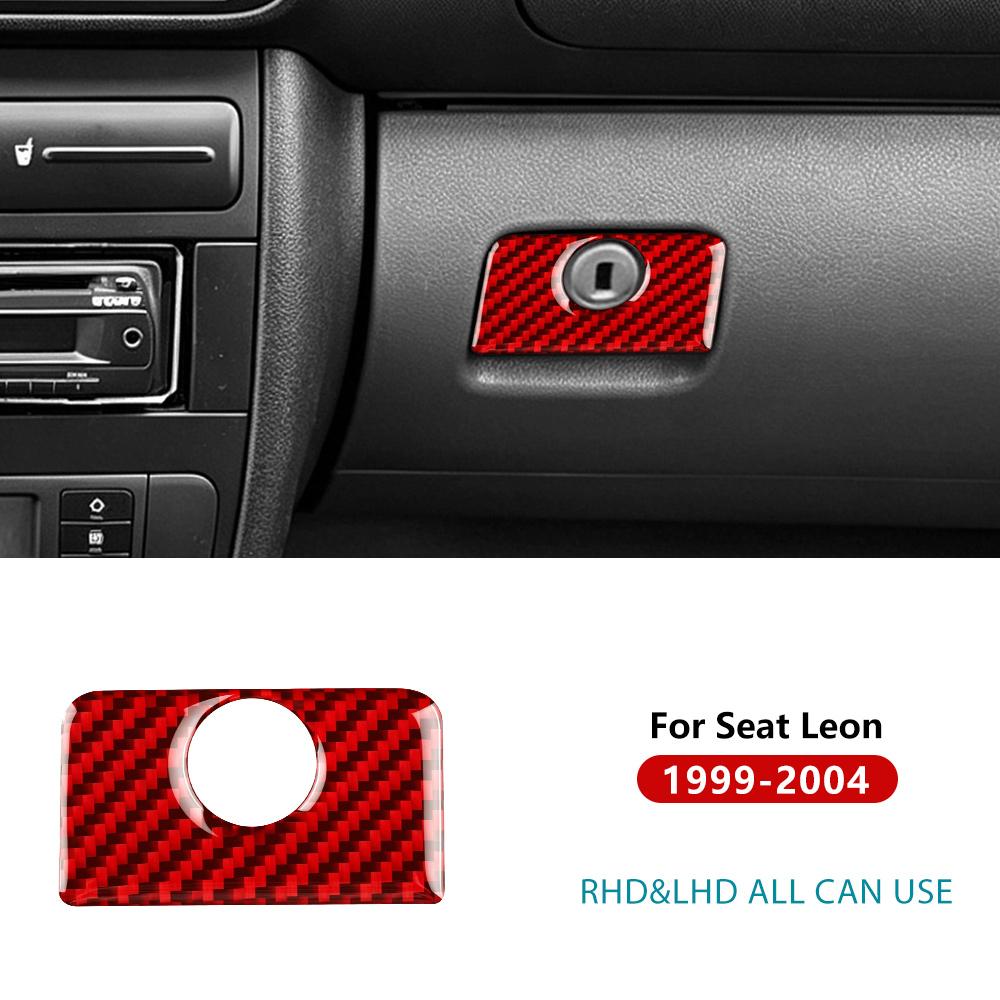 Real Soft Carbon Fiber for SEAT Leon 1999 2000 2001 2002 2003 2004 Passenger Glove Box Button Trim Sticker Interior Accessories