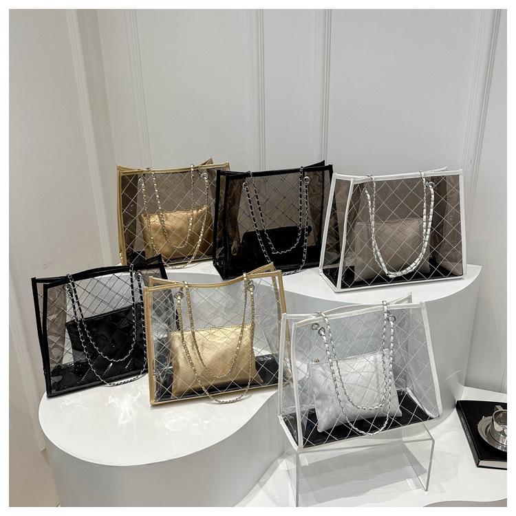2024 Spring Women's Large PVC Transparent Tote - Casual Shoulder Bag, Summer Trend