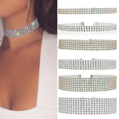 Gioielli da donna con collana girocollo corta con strass scintillanti