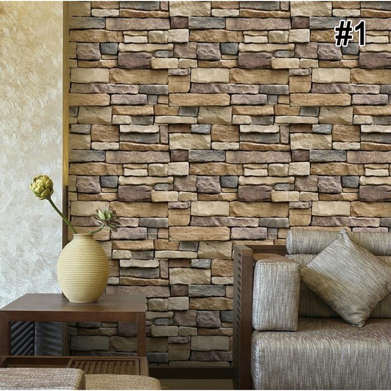 Fashion Vintage Style Brick Stone Self Adhesive Wallpaper PVC Waterproof Peel and Stick Wall Sticker Roll DIY Brick Wall Decor
