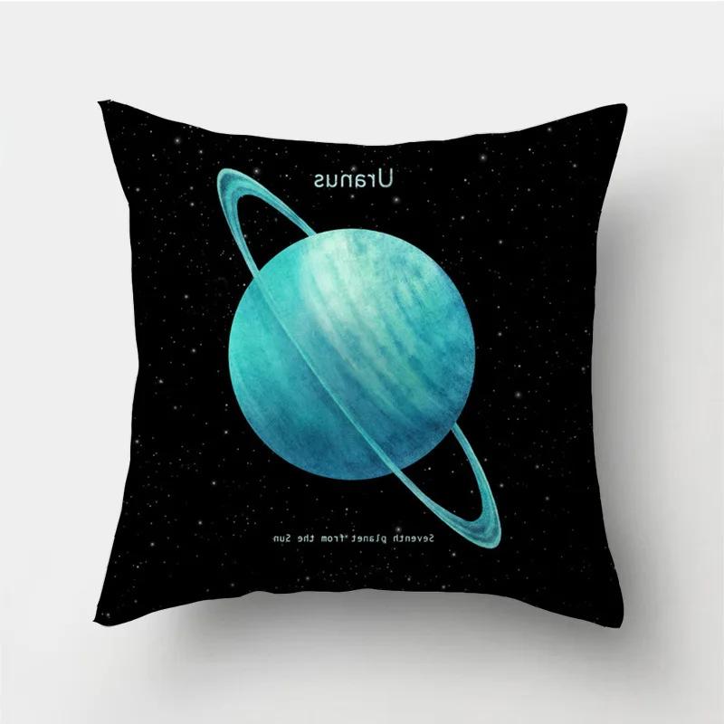 Black Pillow Galaxy Planet Cushion Cover Space   Pillowcase Soft  High-quality Home Decor