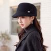Retro Rhinestone Bow Equestrian Hat Autumn and Winter Woolen Short Brim Cap Gentle Commuting Temperament Hat Women's