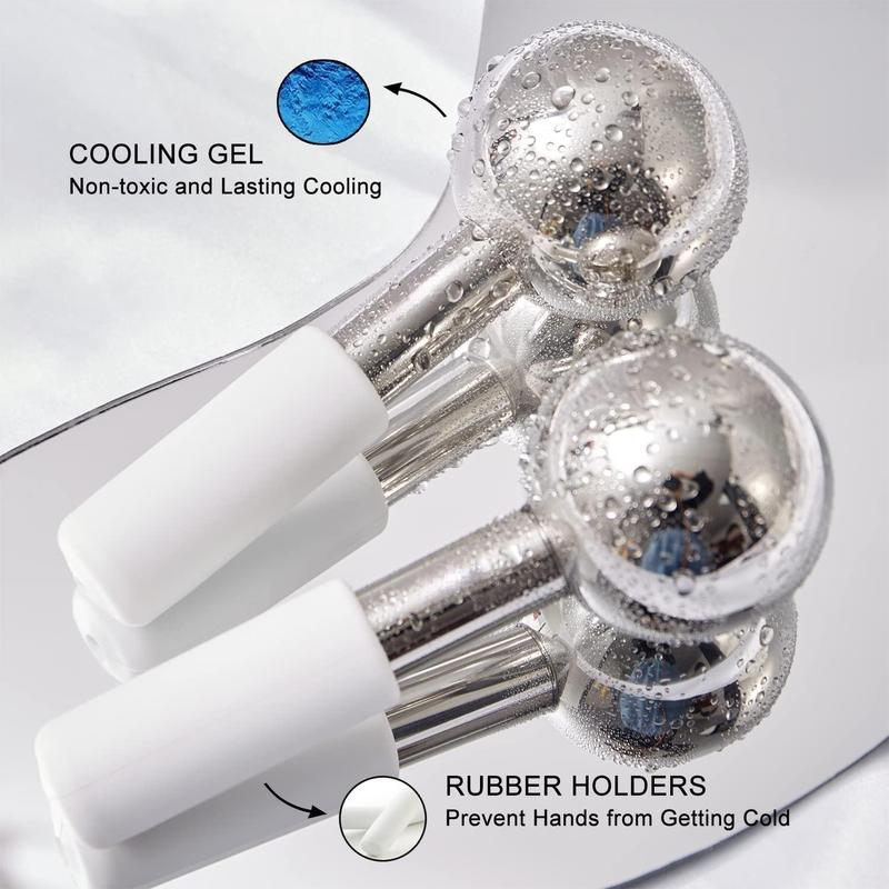 Mini 2pcs Ice Globes Stainless Steel Cryo Sticks for Face Eye Facial Cold Roller Cooling Globe for Puffiness Wrinkle Dark Circle