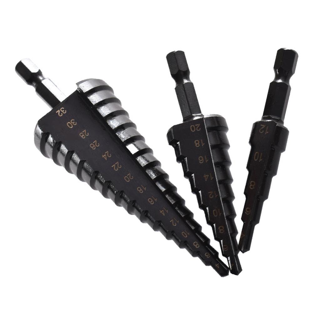 4PCS HSS Cobalt Stepped Drill Bit Set Practical Black Nitride Coated Metal Drilling Bits Kit for