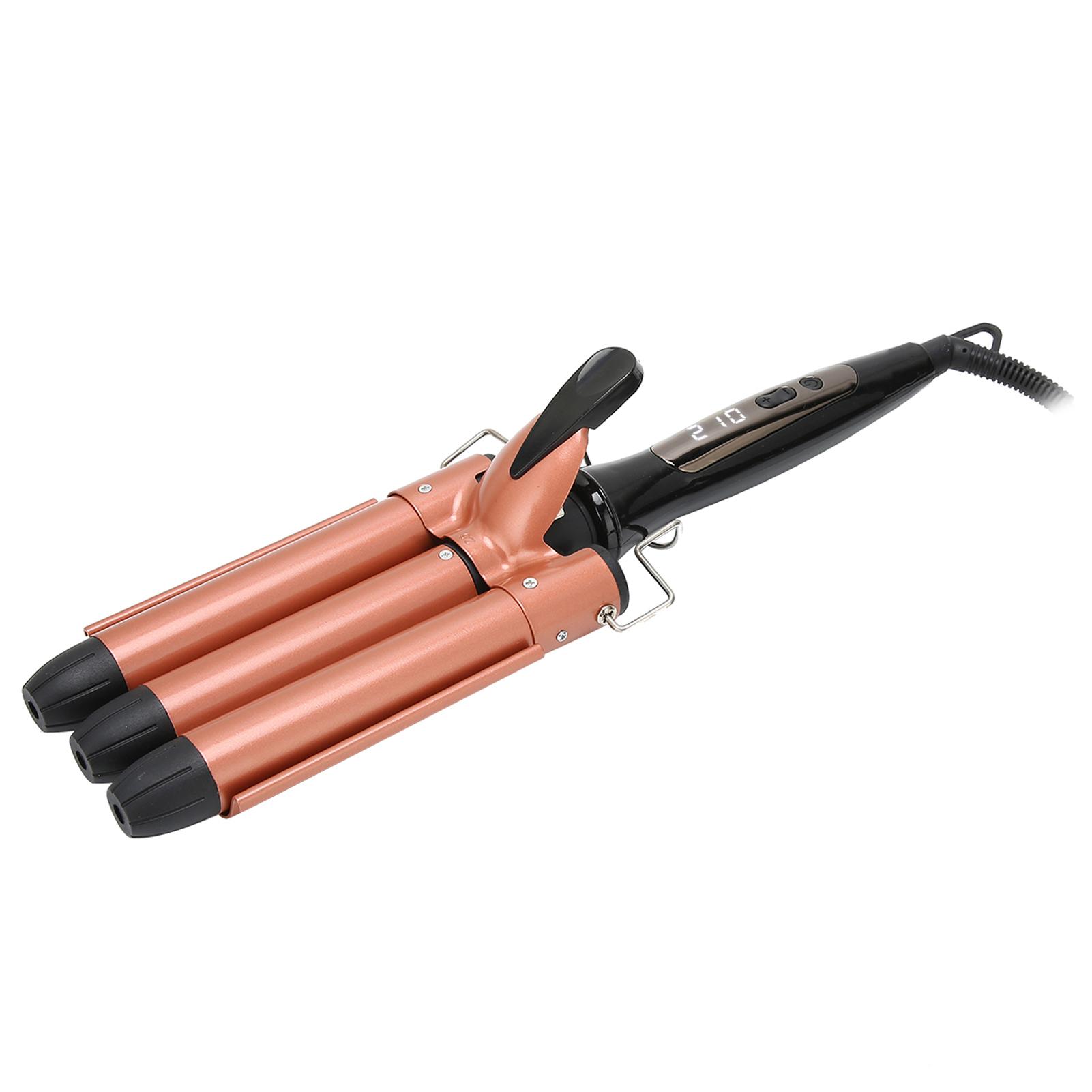 

LCD 3-цилиндровый щипцы для завивки волос с регулируемой температурой, бытовые портативные щипцы для завивки волос, вилка UK 25 мм UK Plug