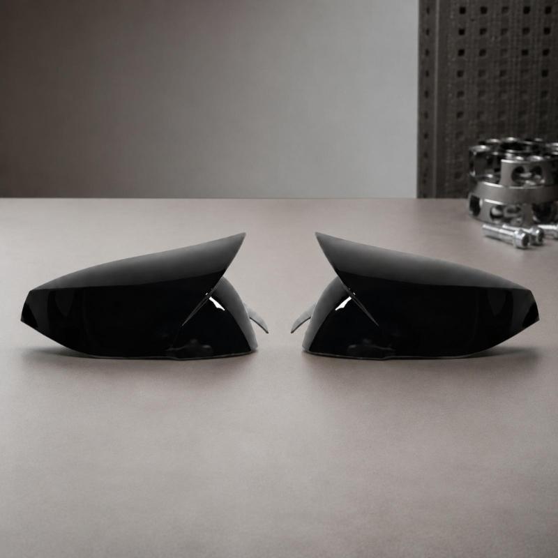 Side Mirror Housing Covers, Molded ABS Pair with Clearance Around Integrated Turn Signals After Adhesive Installation