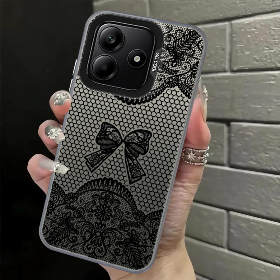 

Дизайнерский Черный Кружевной Чехол для Xiaomi Redmi Note 9 10 K60 12C A5 10C 13C 9C 9T 14C A1 A2 Plus Задняя Крышка Телефона Redmi 12 4G