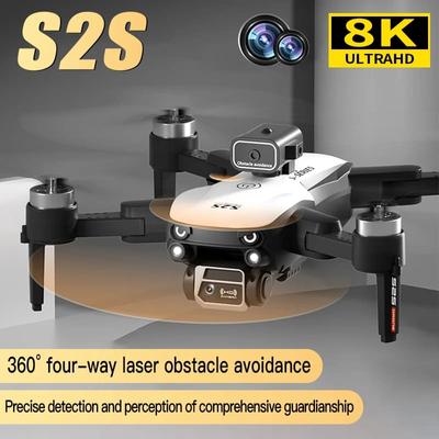 Nowy S2S Drone Professional 8K HD Dual Camera Brushless Motor Obstacle Avoidance Dron RC Helicopter Składany Quadcopter Zabawka Prezent
