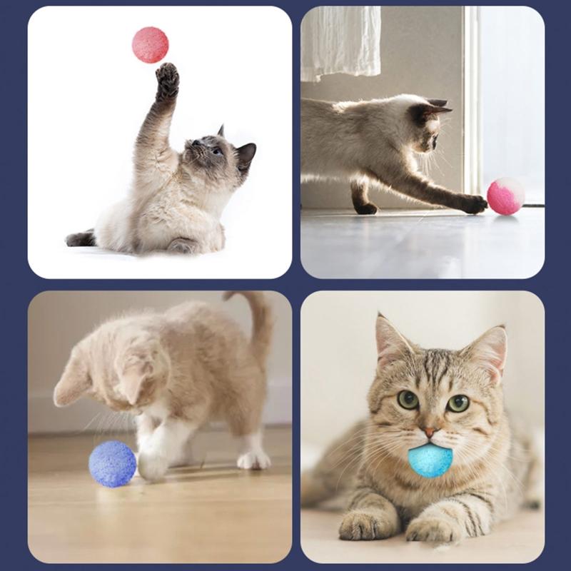 12 Pieces for Cat Ball Toys 1.8" 1.2" Small Plush Balls Colorful Kitten Chasing Balls Increasing Exercise for Indoor Cat