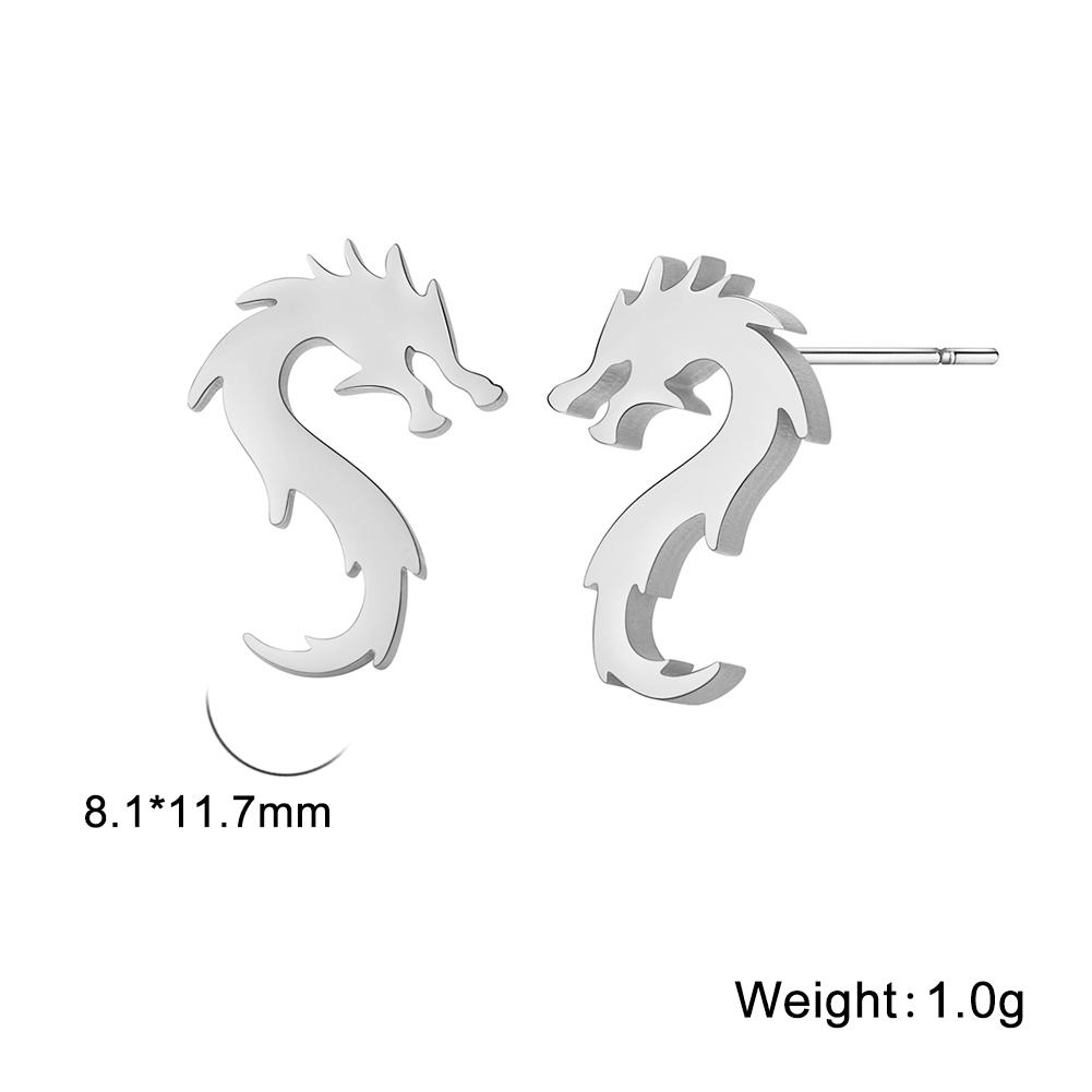 

My Shape Punk Dragon Totem Stud Earrings for Men Women Hippop Black Color Stainless Steel Earring Vintage Jewelry Celtics Amulet