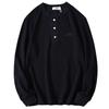 HK Company Tail Single Washed Minimalist Easiest for Match Men Waffle Small Embroider Henry Collar Long Sleeves T-shirt Bottoming Shirt Fashion