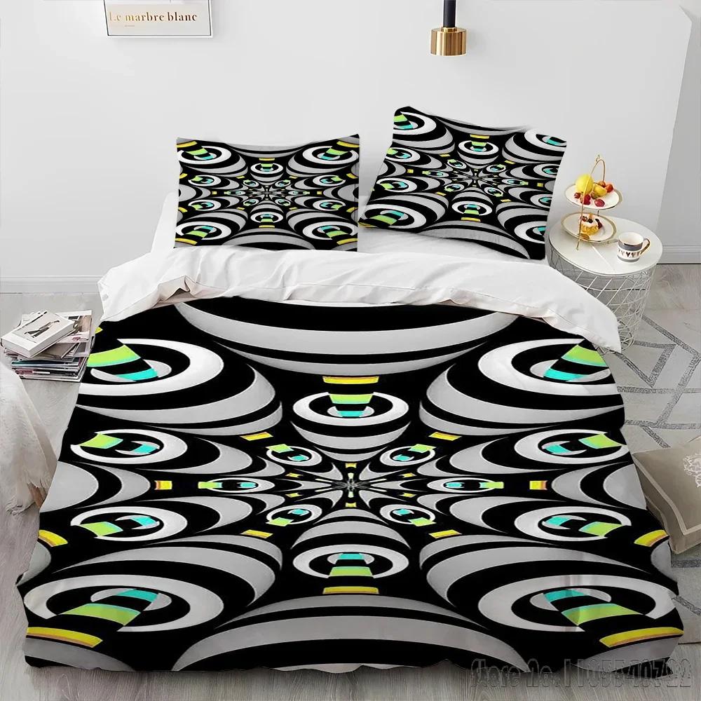 3D Visual Illusion Geometric Duvet Cover Set HD Comforter Cover for Kids Bedding Sets Bedclothes Bedroom Decor