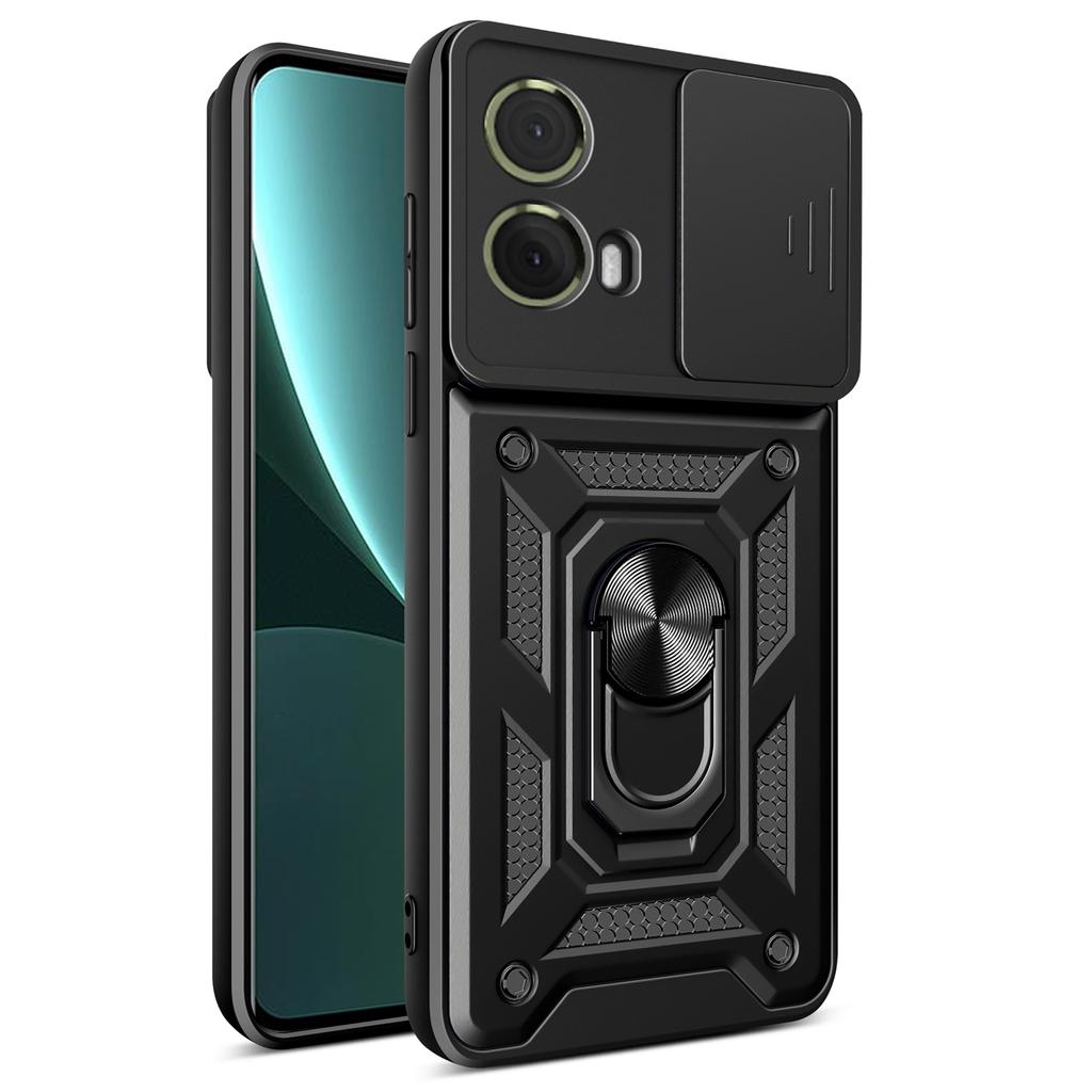 For Motorola Moto S50 Neo 5G/G85 5G Case with Slide Camera Lid PC+TPU Kickstand Phone Cover