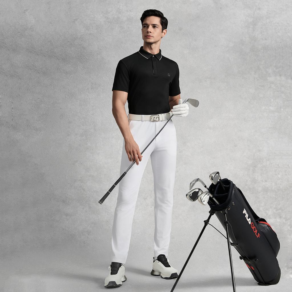 Fila Golf Series Casual Comfortable Short Sleeve Polo Shirt Men Tops Deep-Black A11M535103F-BK