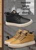 Men's Autumn Invisible Height-Boost 8cm Breathable Cowhide 6-Hole Mid-Top Shoes, British Style Sports Casual Board Sneakers