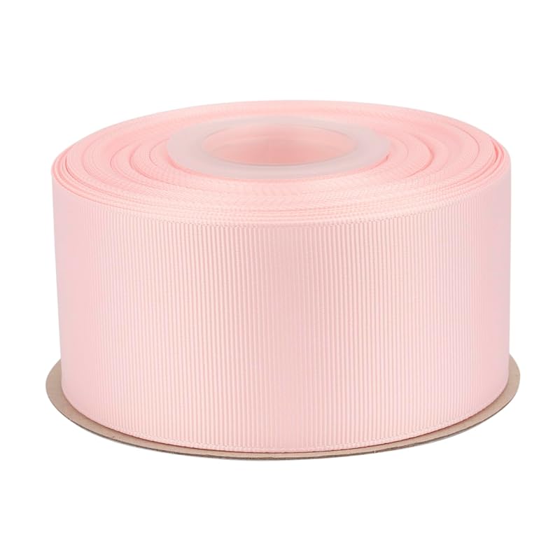 

[Tekdeere]Width 50mm solid light pink grosgrain ribbon, perfect for gift wrapping, sewing, hair accessories, wedding decoration - 22 meters/roll