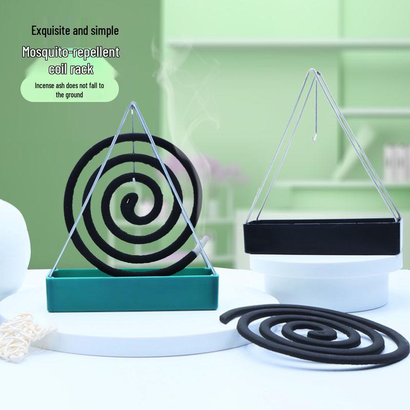 Creative Sandalwood Mosquito Coil Holder with Ash Catcher - Wrought Iron Triangle Incense Burner Tray