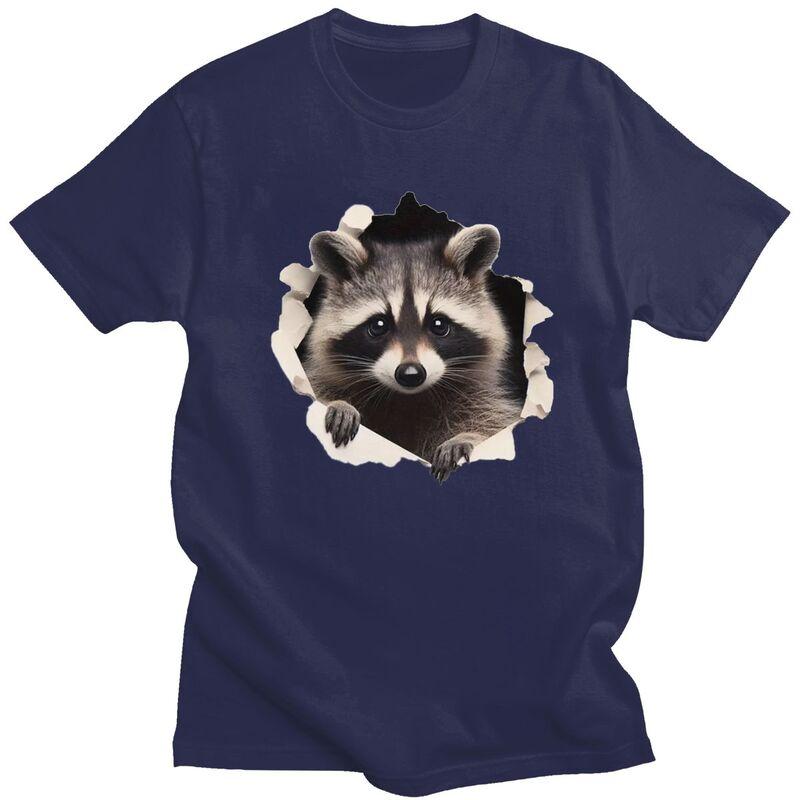 Custom Funny Raccoon T Shirts Men Pure Cotton Tees Tshirt Tshirt