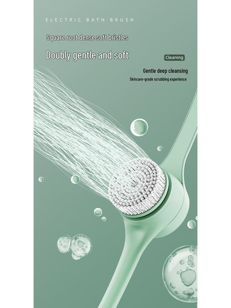 Elektrisk Multifunktionell Roterande Badborste: Utdragbar, Dubbelhandtag, Massage, Exfolierande & Avtagbar Duschskrubb