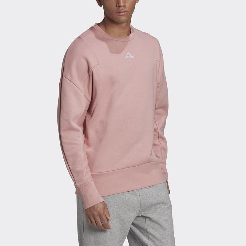 adidas Sports Round Neck Pullover Sweatshirt Men Tops Pink HB0479
