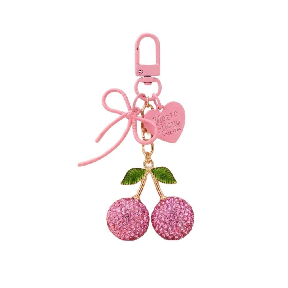 Sparkly Fruit Cherry Keychain Heart Butterfly Bow Car Key Ring Bag Accessory  Purse Decoration