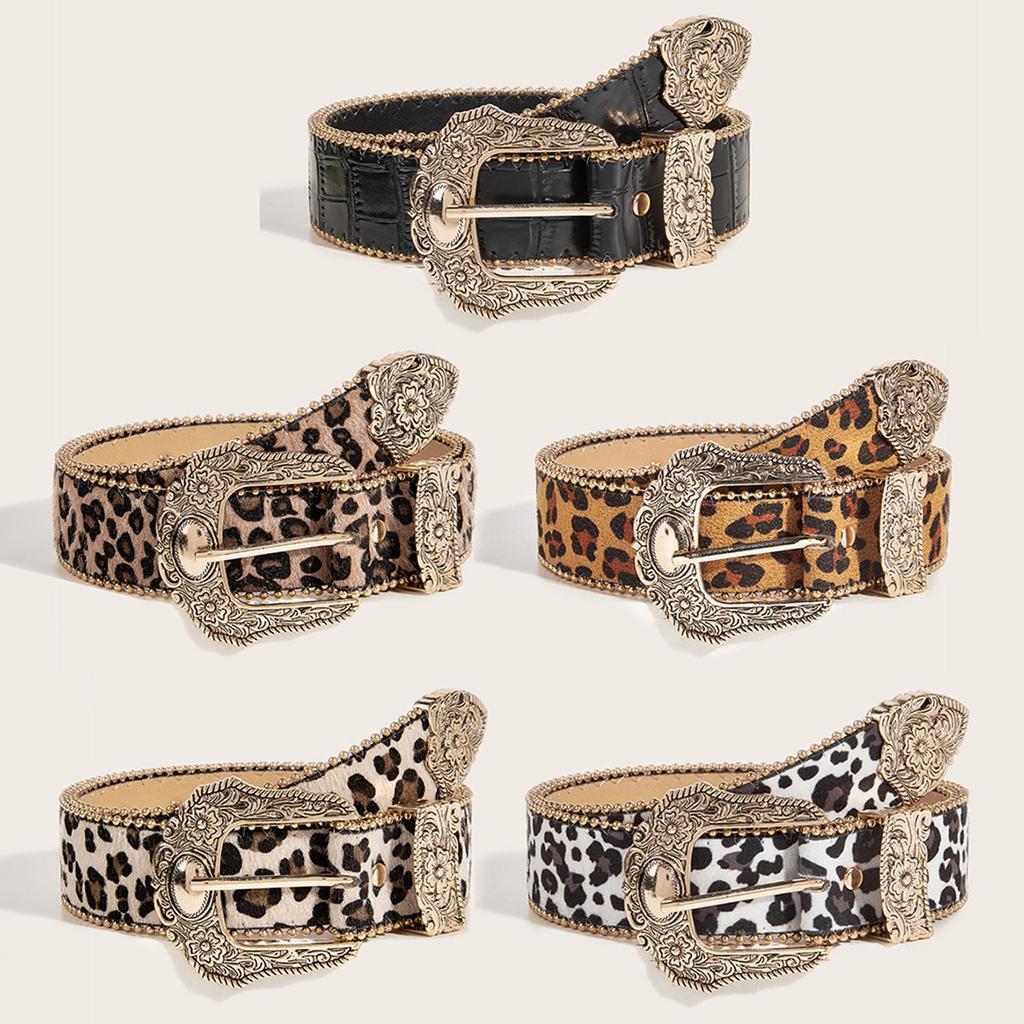 Vintage Belt for Women Men Y2K Leopard Belt for Jeans Shorts Eye Catching Waist Decors Pants Belt Fashion Waist Ornament