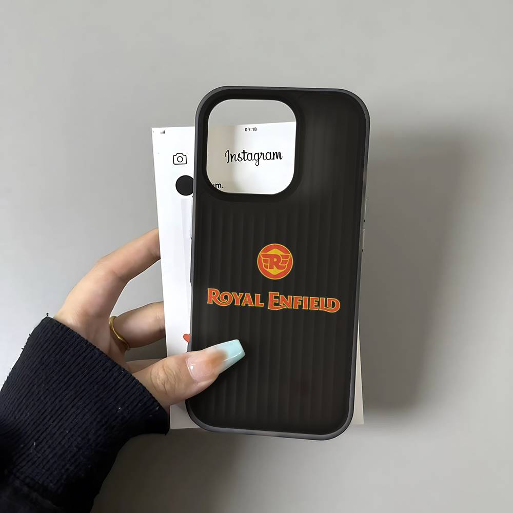 R-ROYALS E-ENFIELDS Logo Stripe Corrugated Shockprof Phone Case For IPhone 17 16 15 14 13 12 11 Pro Max Plus Pro Cover