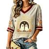 Women's Fashion Casual Halloween Print V-Neck T-Shirt