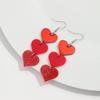 Pink Love Heart Acrylic Drop Earrings for Women Mirrored Peach Hearts Spliced Long Earring Fashion Jewelry Valentine's Day Gifts