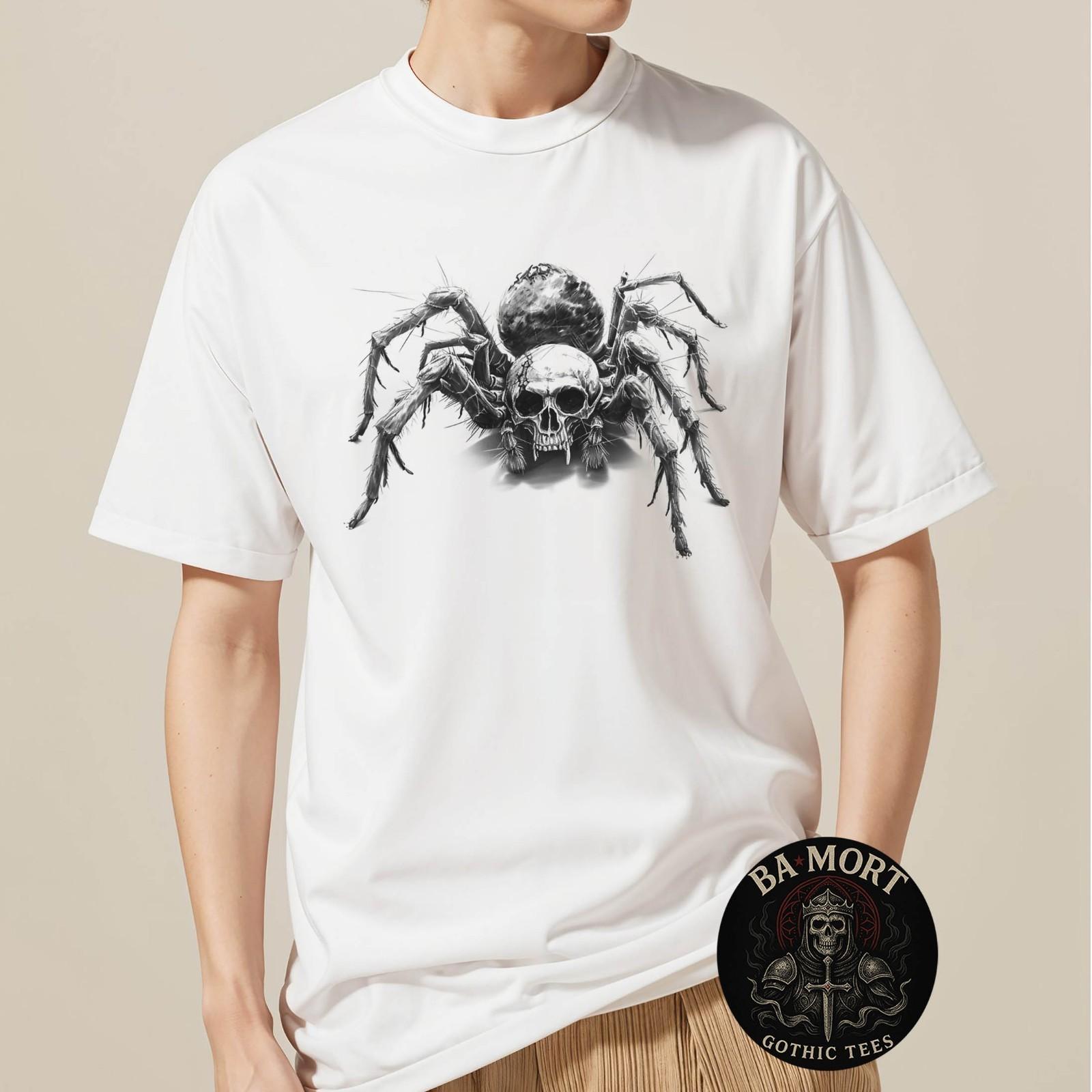 Skull Spider Horror Tees Tarantula With Skull Face Art Shirt S