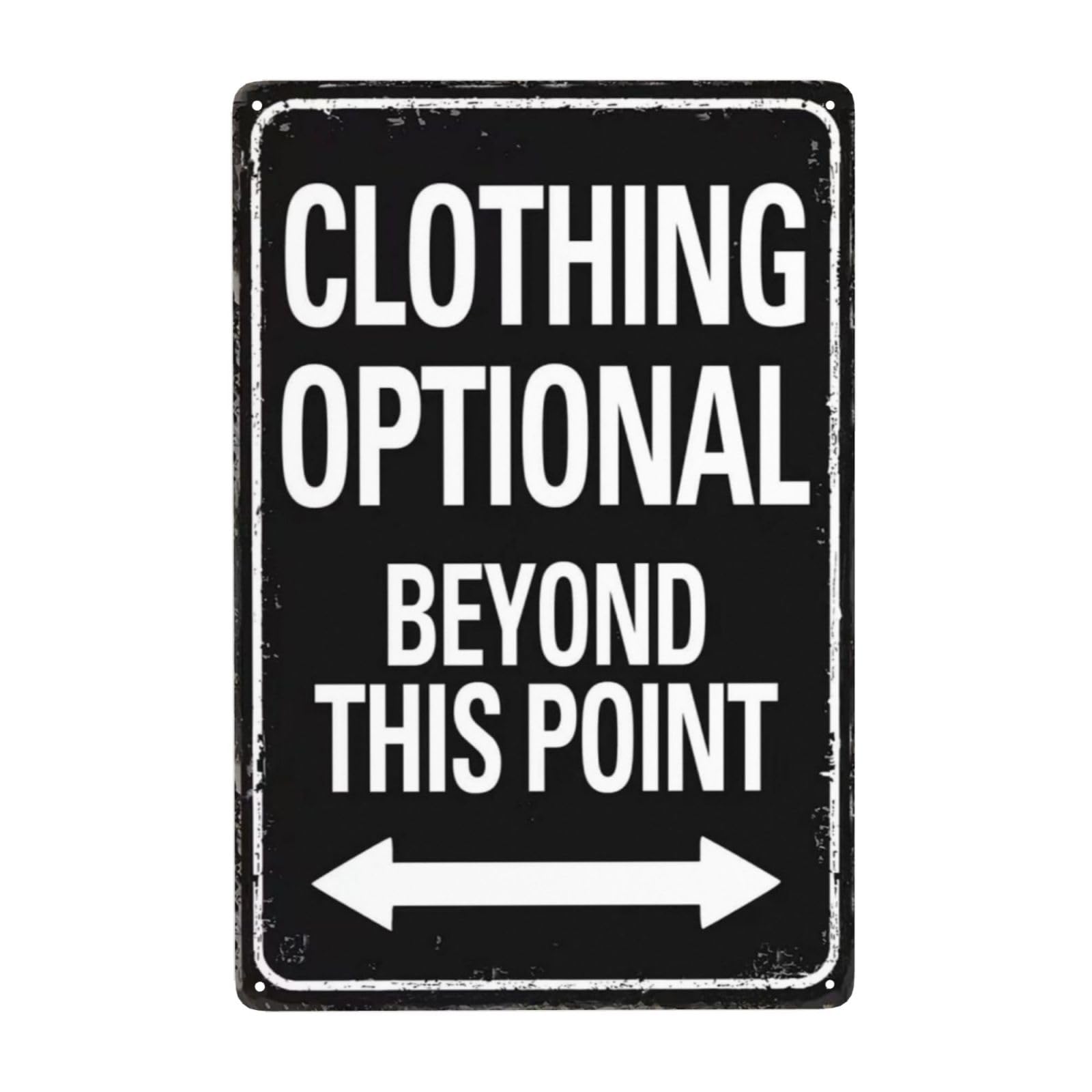 

HD Metal Tin Sign Funny Clothing Optional Beyond This Point Wall Art Retro Bathroom Pool Bar Decor 20x30cm（7.8x11.8inch）