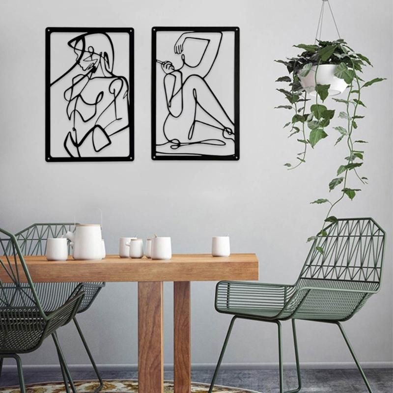 Creative Metal Abstract Female Art Drawing Abstract Decors Elegant Metal Wall Decors Add Artistic Touch to Room Office