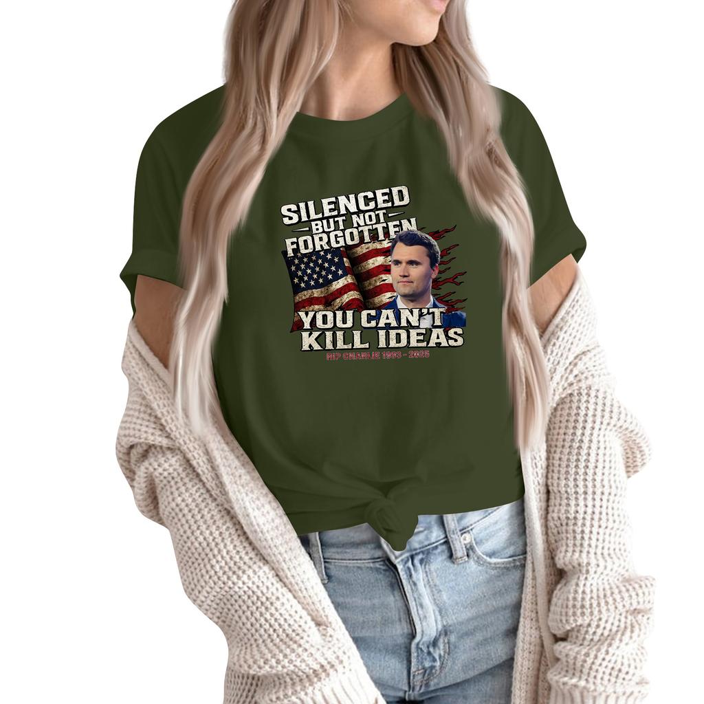 Women's Fashion Casual Printed Short Sleeve Round Neck Pullover Tops