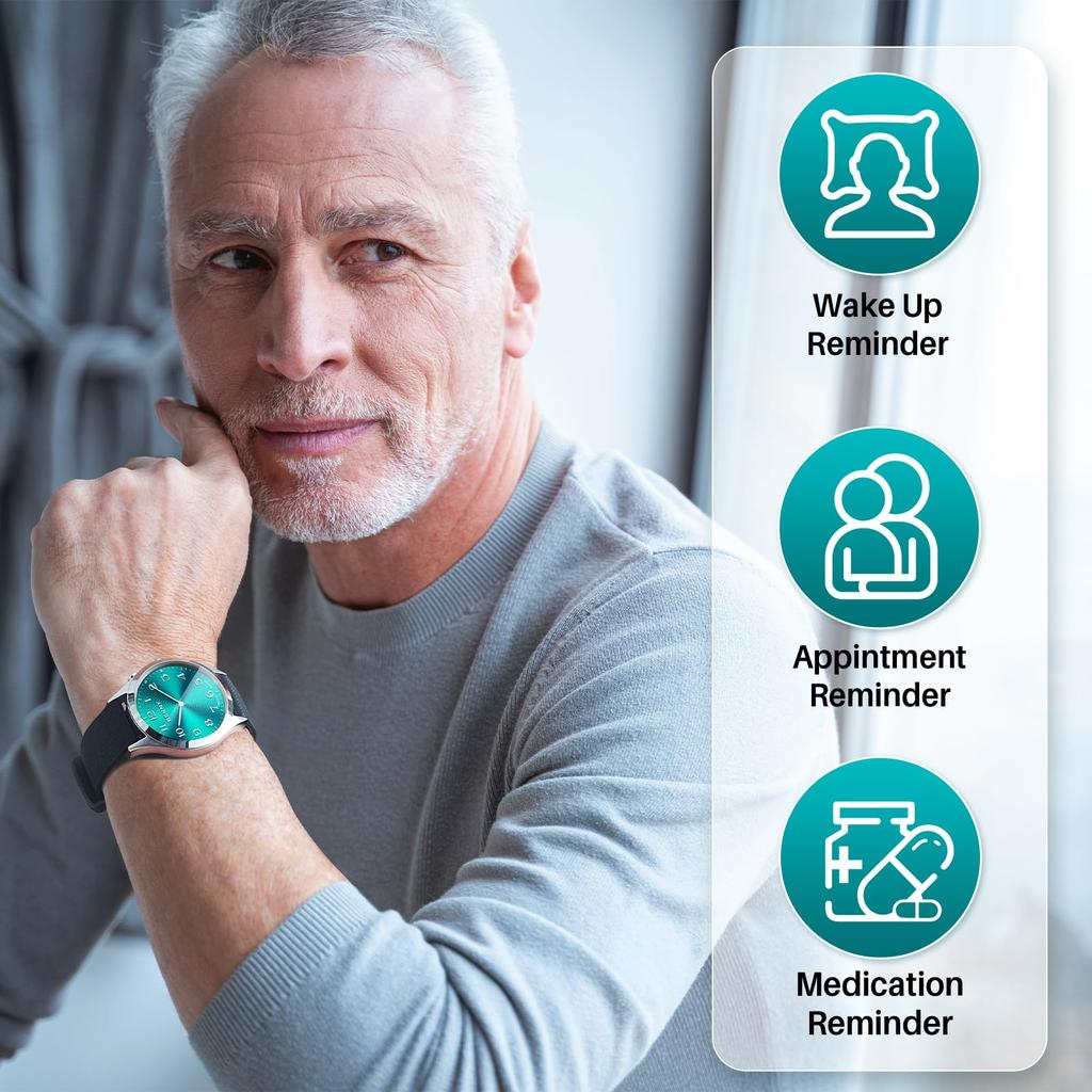 BERNY Vibration Hidden OLED Vibration Configurable Specially Designed for Elderly and Hearing Impaired People Water Resistant to 3 Blue Watch, Watch,