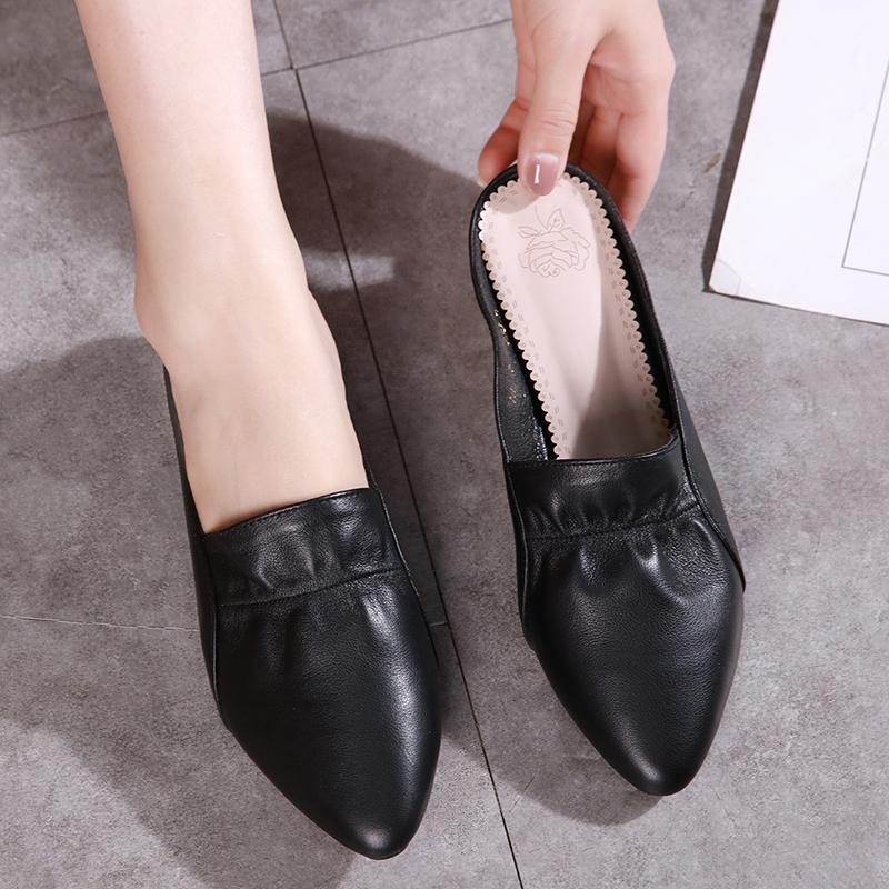 Fashion GKTINOO 2025 Summer Flats Lady Sandals Slippers Genuine Leather Slip On Pointed Women Mules Outdoor Slipper Shoes Woman Slides