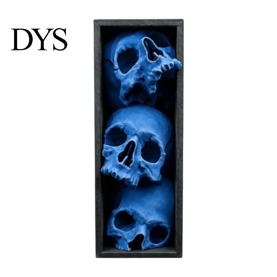 Horror Theme Decor Skulls Book Nook, Gothic Skull Bookshelf Insert, 3 Tier Stacked Sculpture Mysterious Library with Black Frame, Academia Spooky for