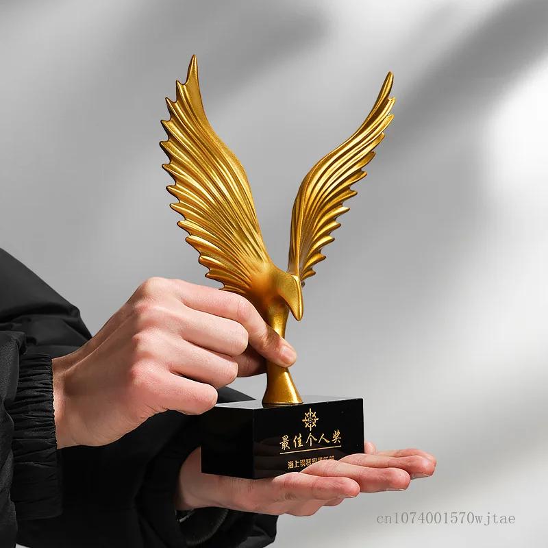 Customizable High-End Eagle Shaped Resin Trophy Ornaments, Creative Honents' Medal, Annual Meeting Award, Home Decor Crafts, 1Pc