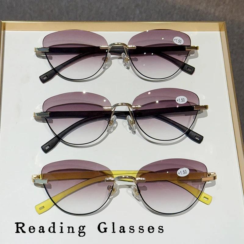 Latest Trendy Sports Color Blocked Metal Frames Readers Blue Light Blocking Stylish High-definition Ladies's Readers