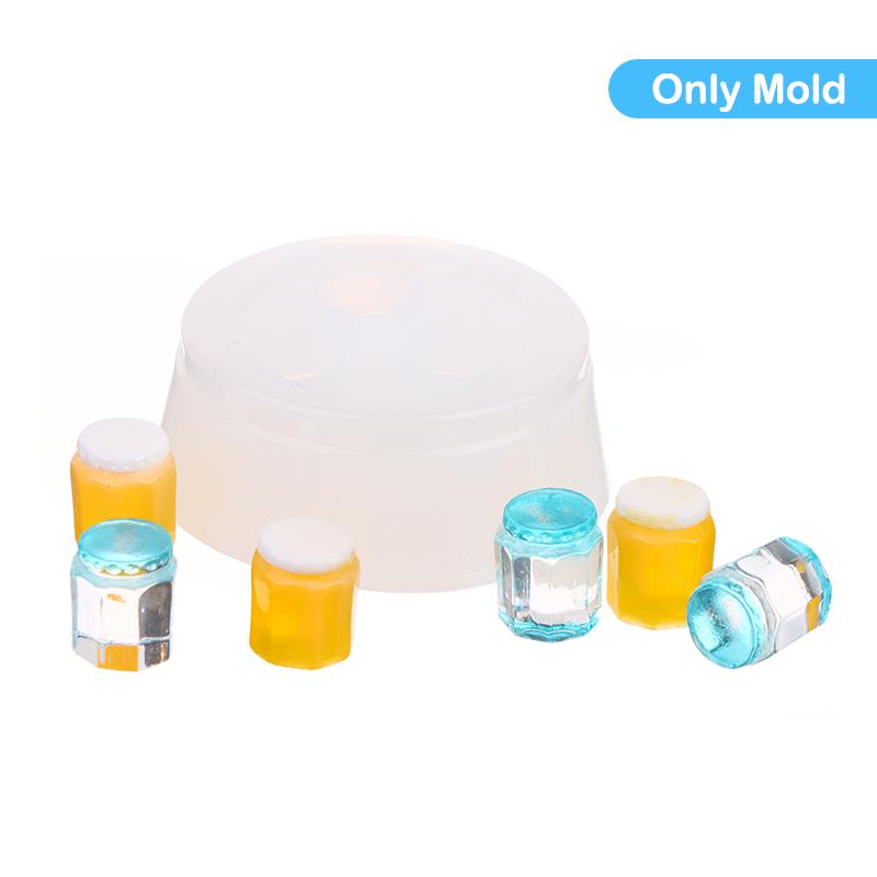 Mini Mold 1:12 Dollhouse Miniature Beverage Can Honey Pot Drink Bottle Diy Silicone Mold Doll House Home Decor(Only Mold)