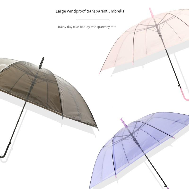 Transparent Umbrella Female Long Handle Umbrella Internet Celebrity Student Kids Transparent Umbrella Straight Handle Fresh Advertising Umbrella