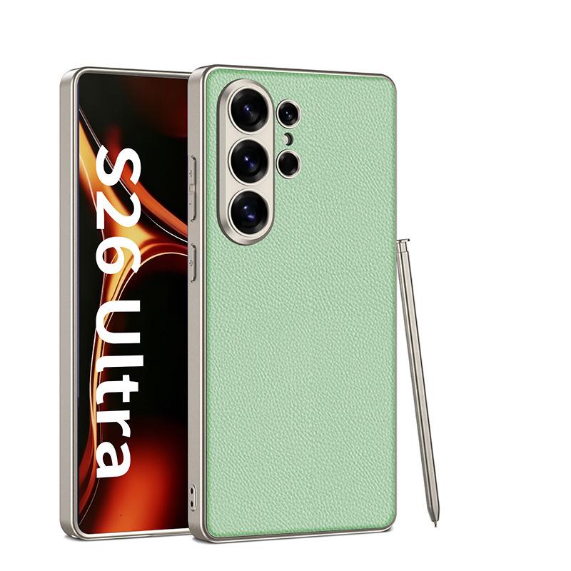 Applicable to Samsung S26Ultra mobile phone case 25Ultra metal lacquered leather S24U all-inclusive anti-drop protective case
